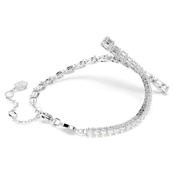 Matrix bracelet, Mixed cuts, White, Rhodium plated - Swarovski, 5693154