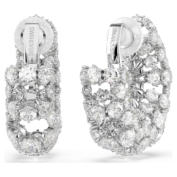 Constella 夾式耳環, 圓形切割, 白色, 鍍白金色 - Swarovski, 5693404