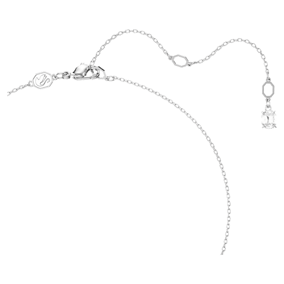 Stilla pendant, Octagon cut, White, Rhodium plated - Swarovski, 5693405