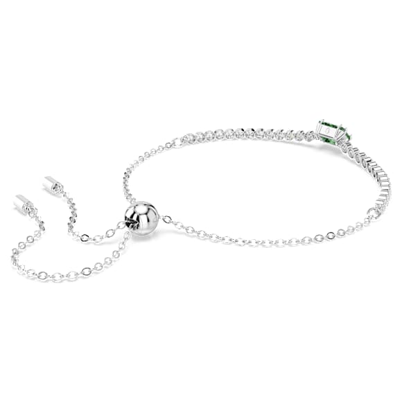 Matrix armband, Verschillende slijpvormen, Groen, Rodium toplaag - Swarovski, 5693411