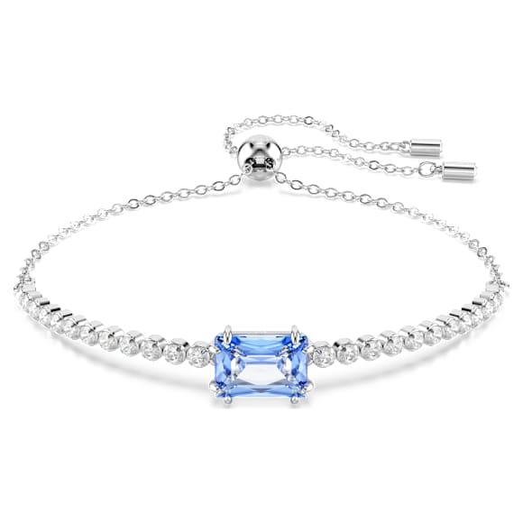 Matrix Tennis bracelet, Mixed cuts, Blue, Rhodium plated - Swarovski, 5693412