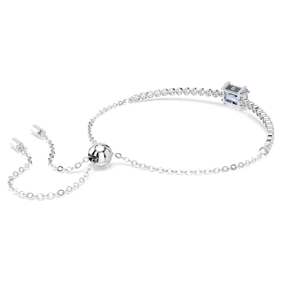 Matrix Tennis bracelet, Mixed cuts, Blue, Rhodium plated - Swarovski, 5693412