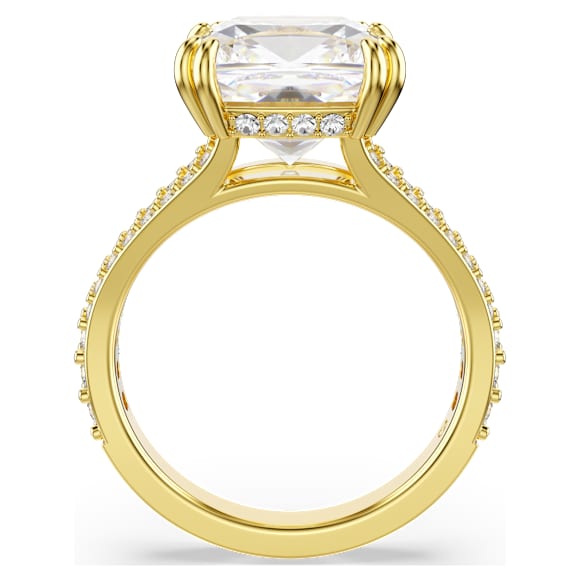 Stilla cocktail ring, Square cut, Pavé, White, Gold-tone plated - Swarovski, 5693501