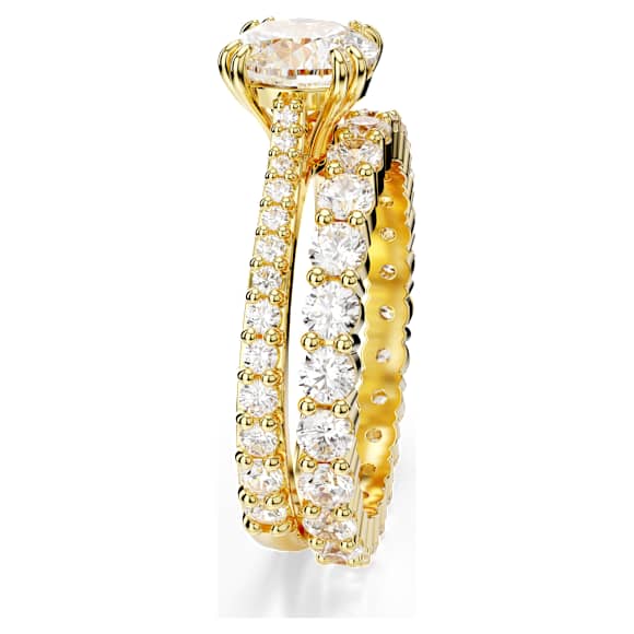 Stilla Ring, Set (2), Rundslipade, Vit, 18K guldfinish - Swarovski, 5693506