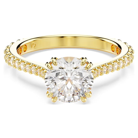 Stilla ring, Set (2), Round cut, White, Gold-tone plated Stilla ring, Set (2), Round cut, White, Gold-tone plated