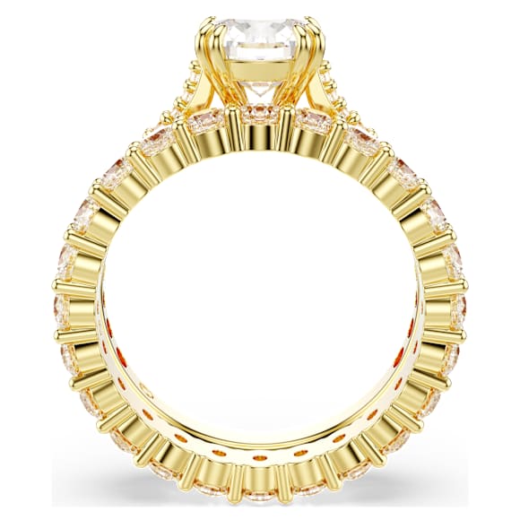 Stilla ring, Set (2), Round cut, White, Gold-tone plated - Swarovski, 5693507