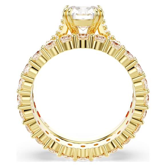 Stilla ring, Set (2), Round cut, White, Gold-tone plated - Swarovski, 5693510