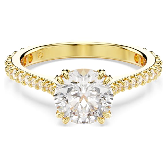 Stilla ring, Set (2), Round cut, White, Gold-tone plated - Swarovski, 5693510