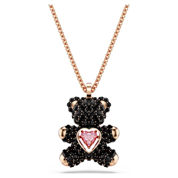 Teddy pendant, Teddy, Black, 18K rose gold finish - Swarovski, 5693623