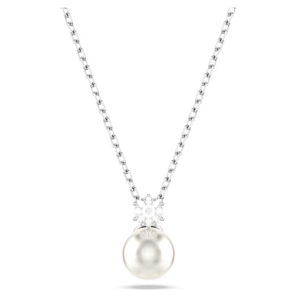 Matrix pendant, Crystal pearl, Round cut, White, Rhodium plated - Swarovski, 5693897
