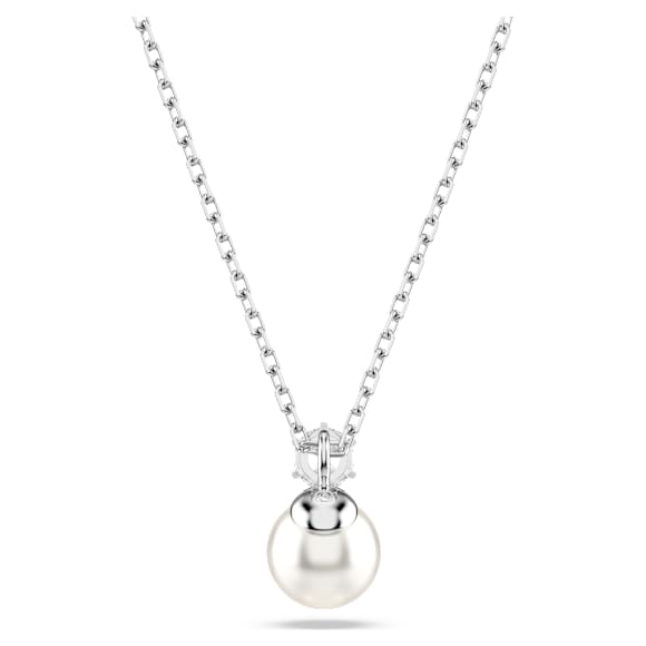 Matrix pendant, Crystal pearl, Round cut, White, Rhodium plated - Swarovski, 5693897