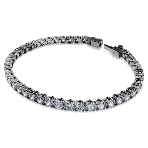 Matrix Tennis Armband, Rundschliff, Grau, Rutheniert - Swarovski, 5693927