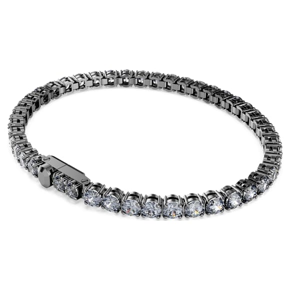 Matrix Tennis Armband, Rundschliff, Grau, Rutheniert - Swarovski, 5693927