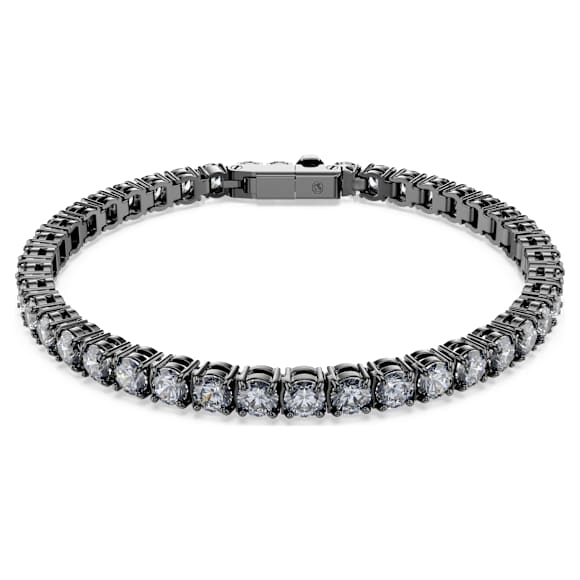 Matrix Tennis Armband, Rundschliff, Grau, Rutheniert - Swarovski, 5693929