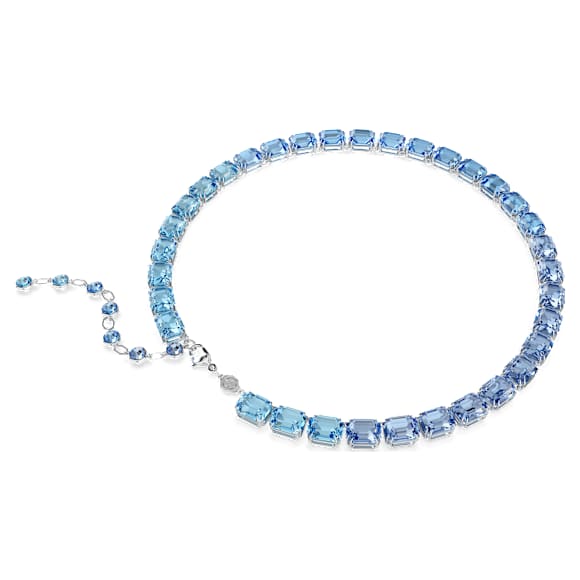 Collar Tennis Millenia, Talla octogonal, Degradado de color, Azul, Baño de rodio - Swarovski, 5694136