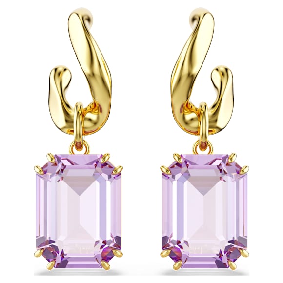 Millenia Hängande örhängen, Åttkantig slipning, Lila, 18K guldfinish - Swarovski, 5694784