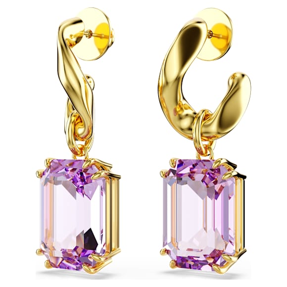 Millenia 水滴形耳环, 八角形切割, 紫色, 金色饰面 - Swarovski, 5694784
