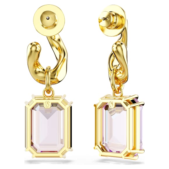Pendants d'oreilles Millenia, Taille octogonale, Violets, Placage de ton or - Swarovski, 5694784