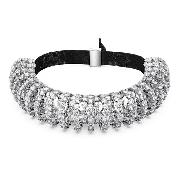 Ovratnica Constella, Okrogli rez, Bela, Prevleka iz rodija - Swarovski, 5694793