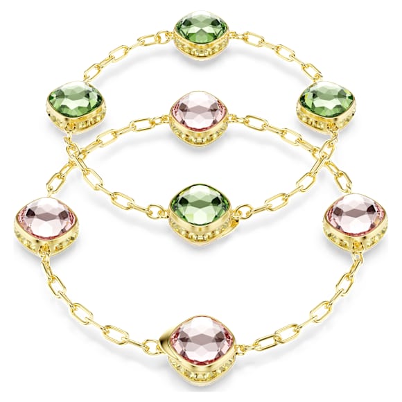 Šňůrkový náhrdelník Chroma, Osmihranný výbrus, Vícebarevný, Povrchová úprava z 18k zlata - Swarovski, 5695863