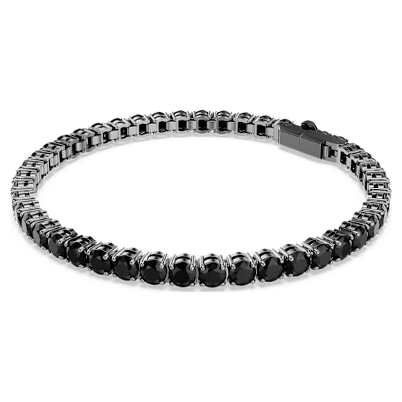 Matrix Tennis bracelet, Round cut, Black, Ruthenium plated - Swarovski, 5696030