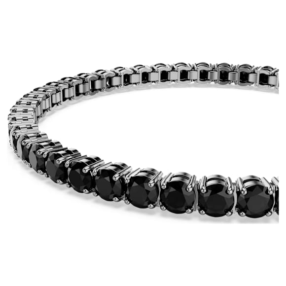 Matrix Tennis bracelet, Round cut, Black, Ruthenium plated - Swarovski, 5696030