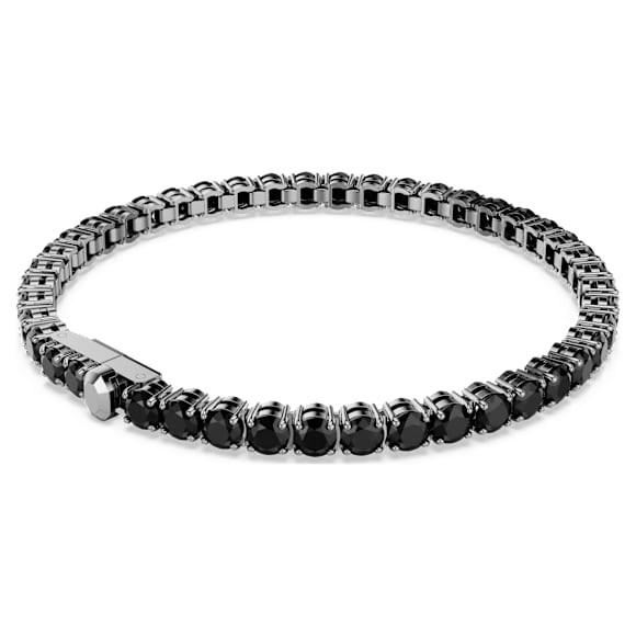 Matrix Tennis bracelet, Round cut, Black, Ruthenium plated - Swarovski, 5696030