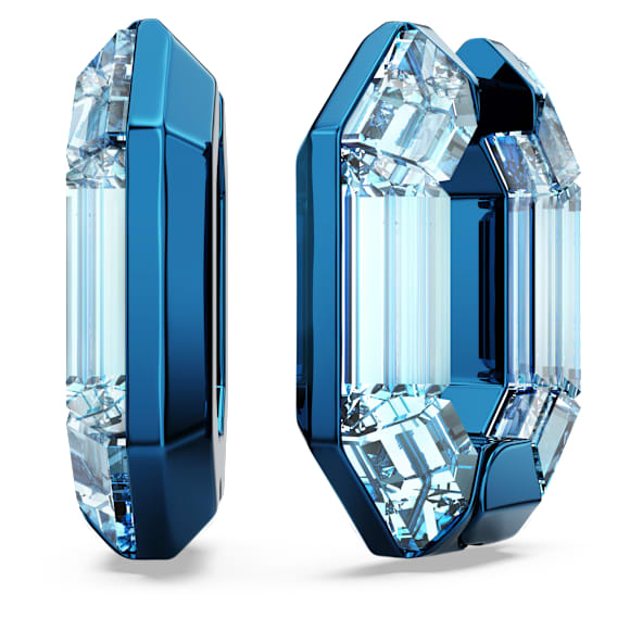 Lucent hoop earrings, Octagon shape, Small, Blue - Swarovski, 5696038