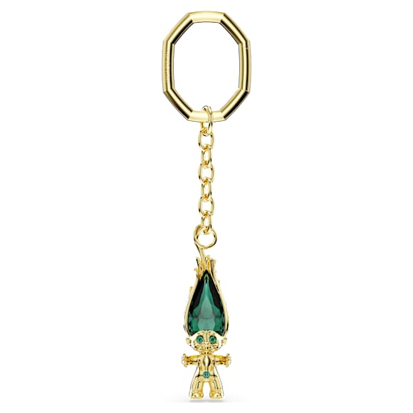 Good Luck Trolls key ring, Troll, Green, Gold-tone plated - Swarovski, 5696147