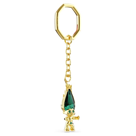 Good Luck Trolls key ring, Troll, Green, Gold-tone plated - Swarovski, 5696147