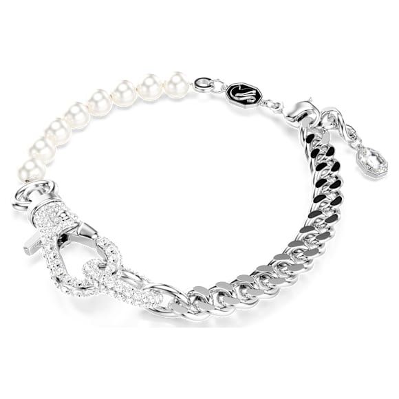 Braccialetto Dextera, Pavé, Crystal Pearl, Bianco, Placcato rodio - Swarovski, 5696256