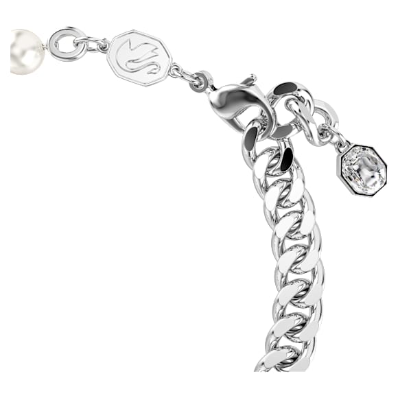 Braccialetto Dextera, Pavé, Crystal Pearl, Bianco, Placcato rodio - Swarovski, 5696256