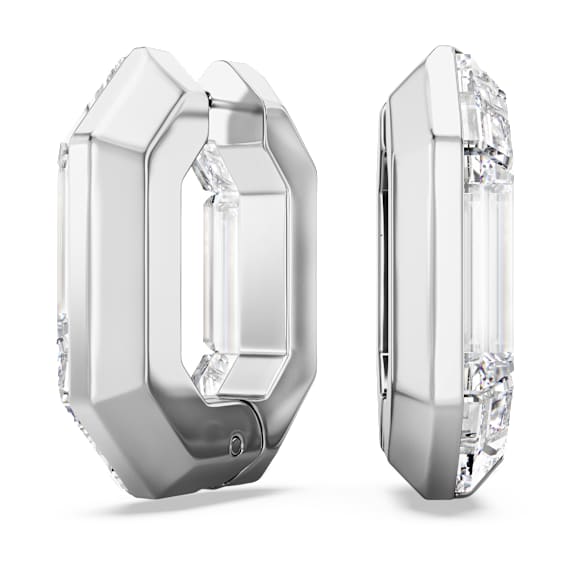 Lucent hoop earrings, Octagon shape, Small, White - Swarovski, 5696289