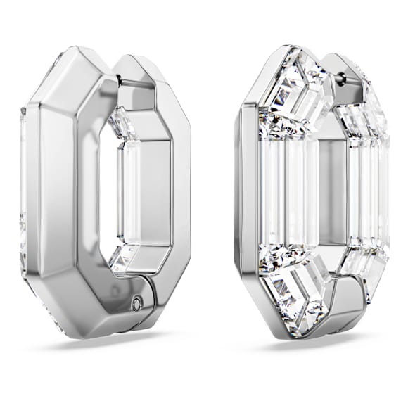 Lucent hoop earrings, Octagon shape, Small, White - Swarovski, 5696289