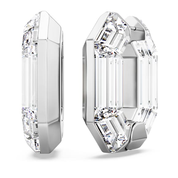 Lucent hoop earrings, Octagon shape, Small, White - Swarovski, 5696289