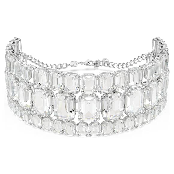 Millenia choker, Octagon cut, White, Rhodium plated - Swarovski, 5696290