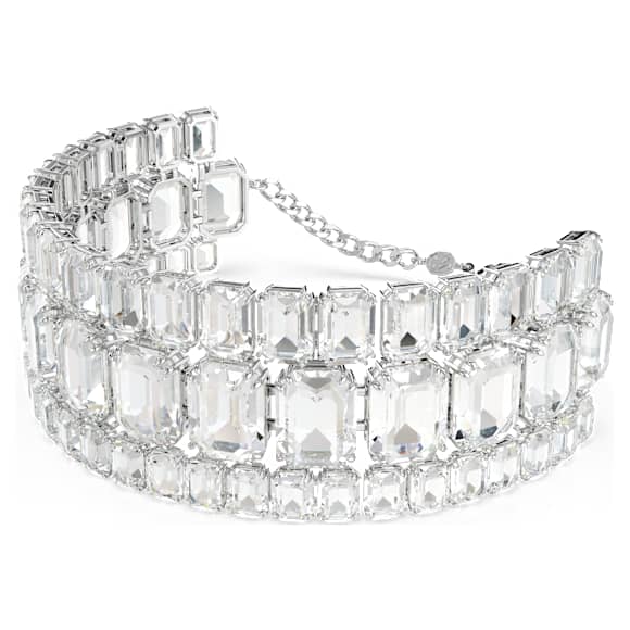 Millenia choker, Octagon cut, White, Rhodium plated - Swarovski, 5696290