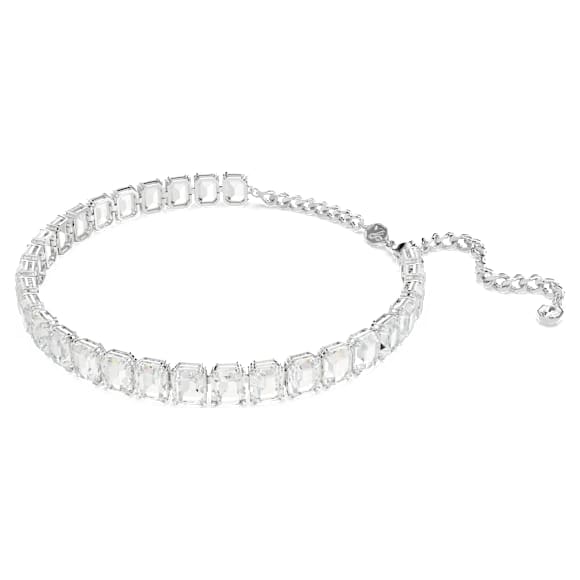 Millenia choker, Octagon cut, White, Rhodium plated - Swarovski, 5696292
