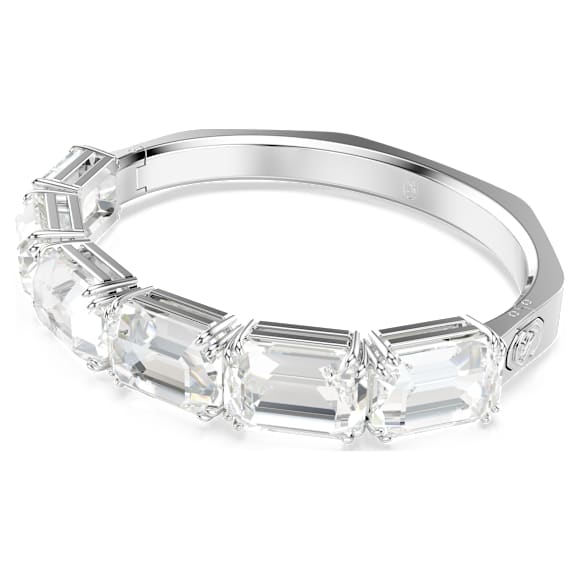 Bracelet-jonc Millenia, Taille octogonale, Blanc, Métal rhodié - Swarovski, 5696321