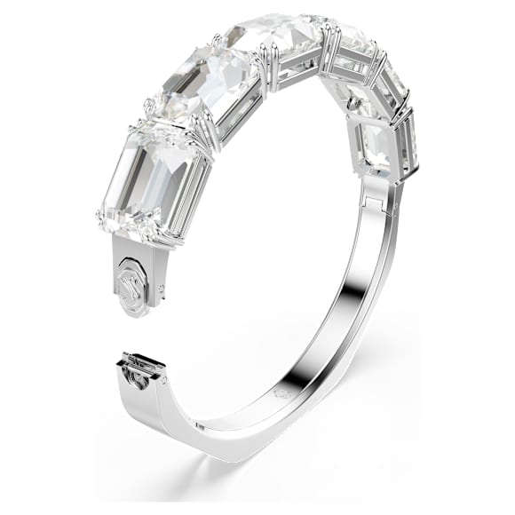 Bracelet-jonc Millenia, Taille octogonale, Blanc, Métal rhodié - Swarovski, 5696321