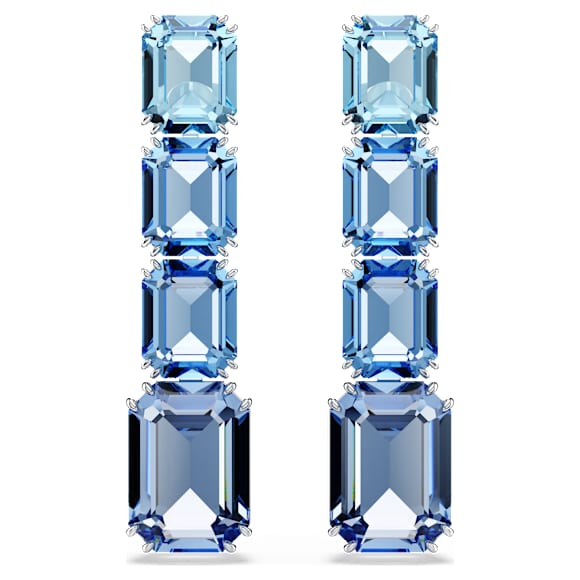 Millenia drop earrings, Octagon cut, Color gradient, Blue, Rhodium plated - Swarovski, 5696516