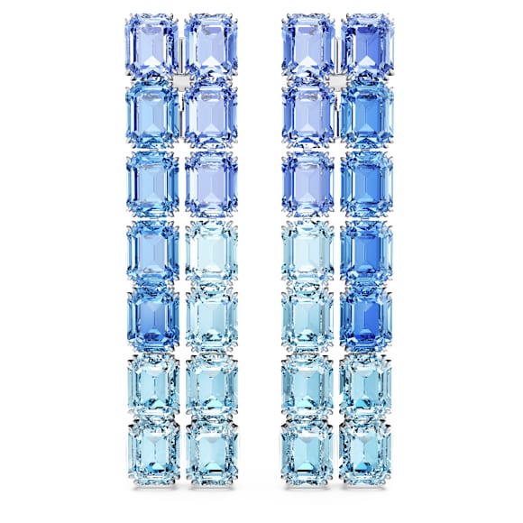 Millenia Ohrclips, Oktagon-Schliff, Farbverlauf, Lang, Blau, Rhodiniert - Swarovski, 5696517