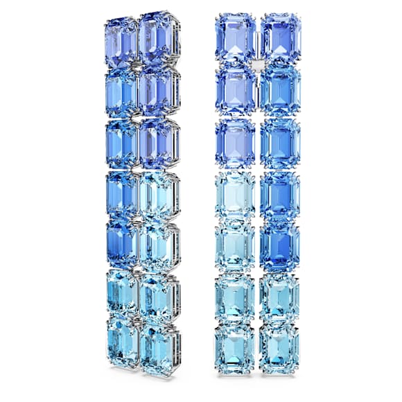 Millenia Ohrclips, Oktagon-Schliff, Farbverlauf, Lang, Blau, Rhodiniert - Swarovski, 5696517