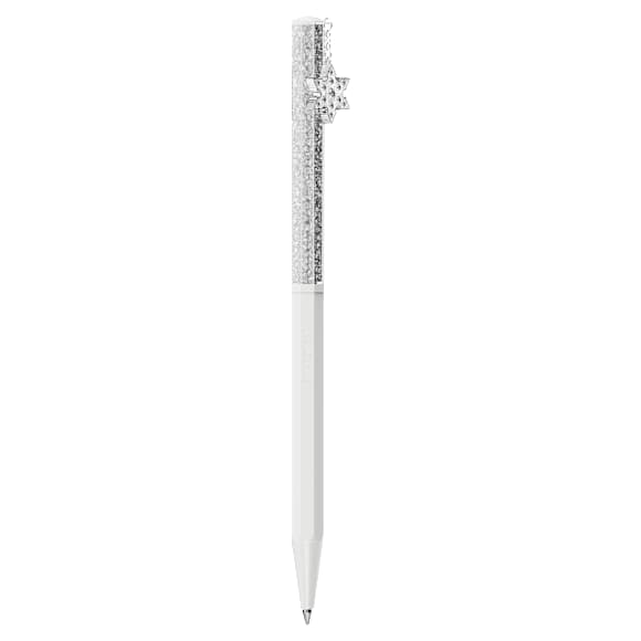 Crystalline ballpoint pen, Octagon shape, Snowflake, White, White lacquered - Swarovski, 5696718