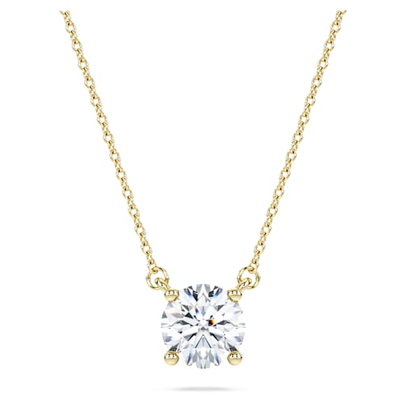 Eternity solitaire pendant, Lab-grown diamonds 1 ct tw, Round shape, 14K yellow gold - Swarovski, 5696886