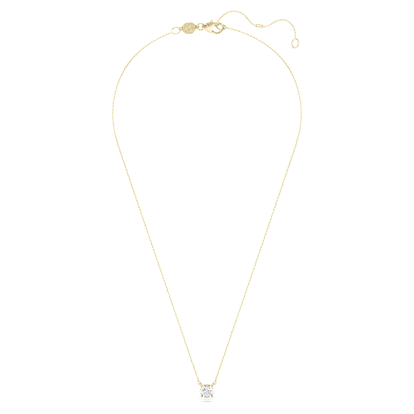 Eternity solitaire pendant, Lab-grown diamonds 1 ct tw, Round shape, 14K yellow gold - Swarovski, 5696886