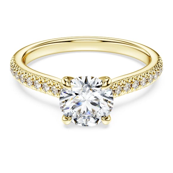 Eternity solitaire ring, Lab-grown diamonds 1.2 ct tw, Round shape, 14K yellow gold - Swarovski, 5696937