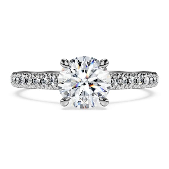 Anillo solitario Eternity, Diamantes creados en laboratorio (peso total de 1,2 quilate), Forma redonda, Oro blanco de 14 quilates - Swarovski, 5696944