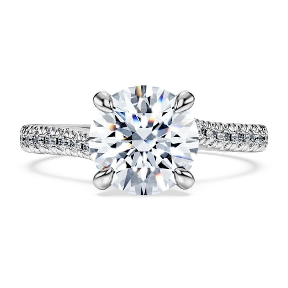 Anillo solitario Eternity, Diamantes creados en laboratorio (peso total de 2,25 quilate), Forma redonda, Oro blanco de 14 quilates - Swarovski, 5697018