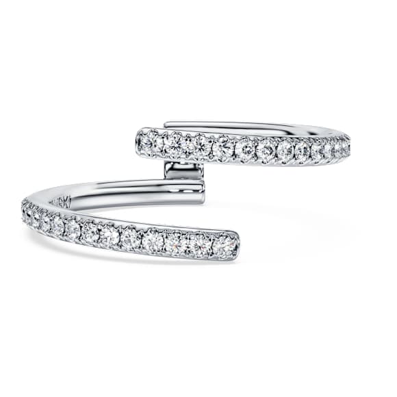 Eternity open band ring, Lab-grown diamonds 0.2 ct tw, Round shape, 14K white gold - Swarovski, 5697099